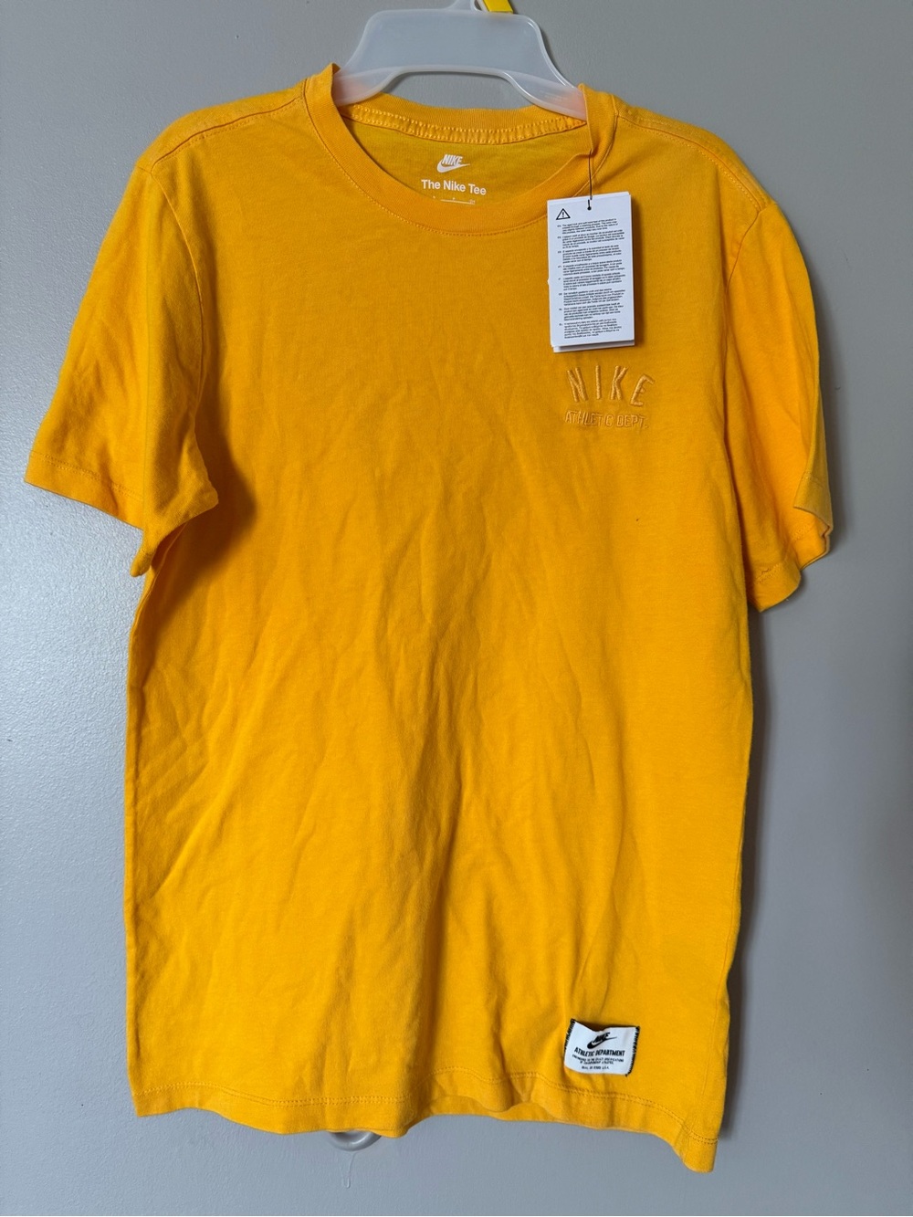 Nike Men's Bright Yellow Crewneck Tee with Embroidered Logo